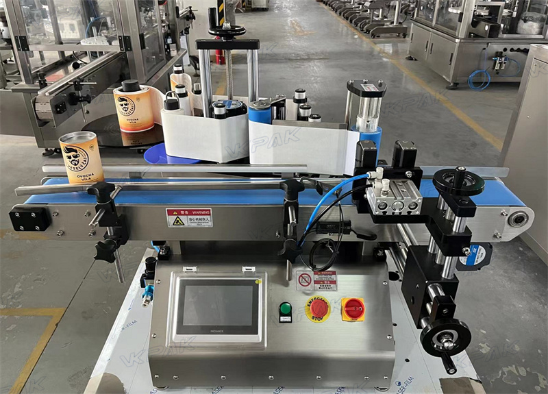 VK-TL-RP Automatic Desktop Juice Round Bottle Double Sided Sticker Labeling Machine